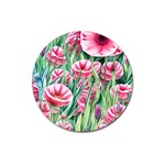 Cute watercolor flowers and foliage Magnet 3  (Round) Front