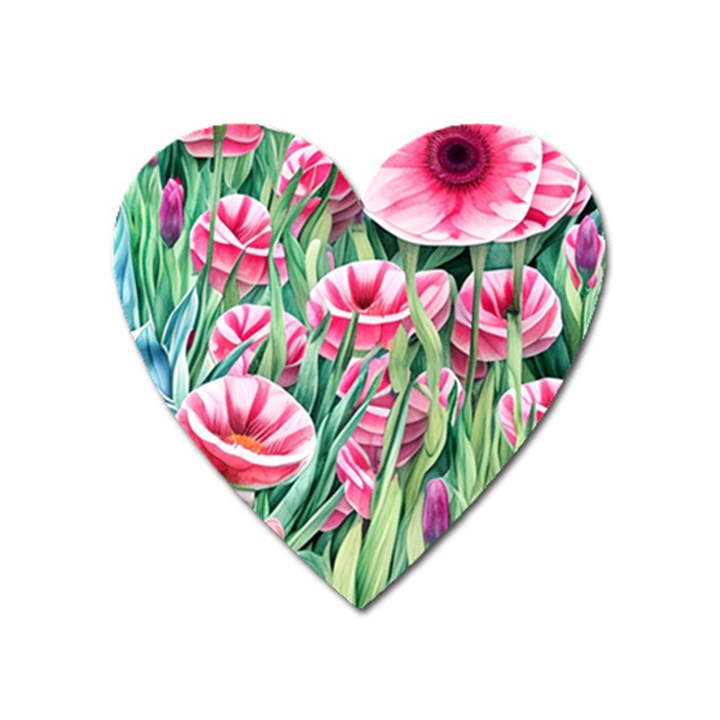 Cute watercolor flowers and foliage Heart Magnet