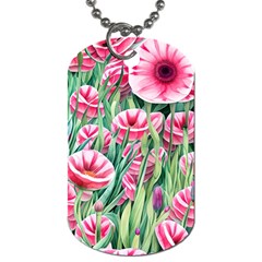 Cute Watercolor Flowers And Foliage Dog Tag (one Side) by GardenOfOphir