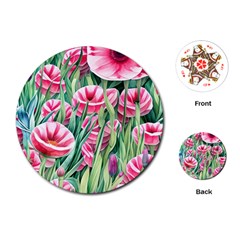 Cute Watercolor Flowers And Foliage Playing Cards Single Design (round) by GardenOfOphir