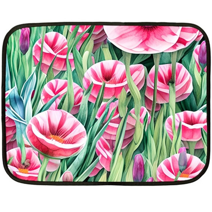 Cute watercolor flowers and foliage Fleece Blanket (Mini)