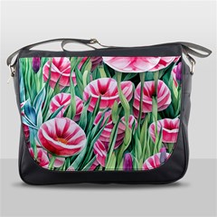 Cute Watercolor Flowers And Foliage Messenger Bag by GardenOfOphir