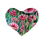 Cute watercolor flowers and foliage Standard 16  Premium Heart Shape Cushions Back