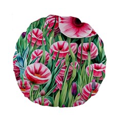 Cute Watercolor Flowers And Foliage Standard 15  Premium Flano Round Cushions by GardenOfOphir