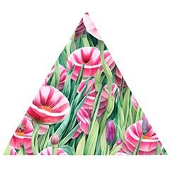 Cute Watercolor Flowers And Foliage Wooden Puzzle Triangle by GardenOfOphir