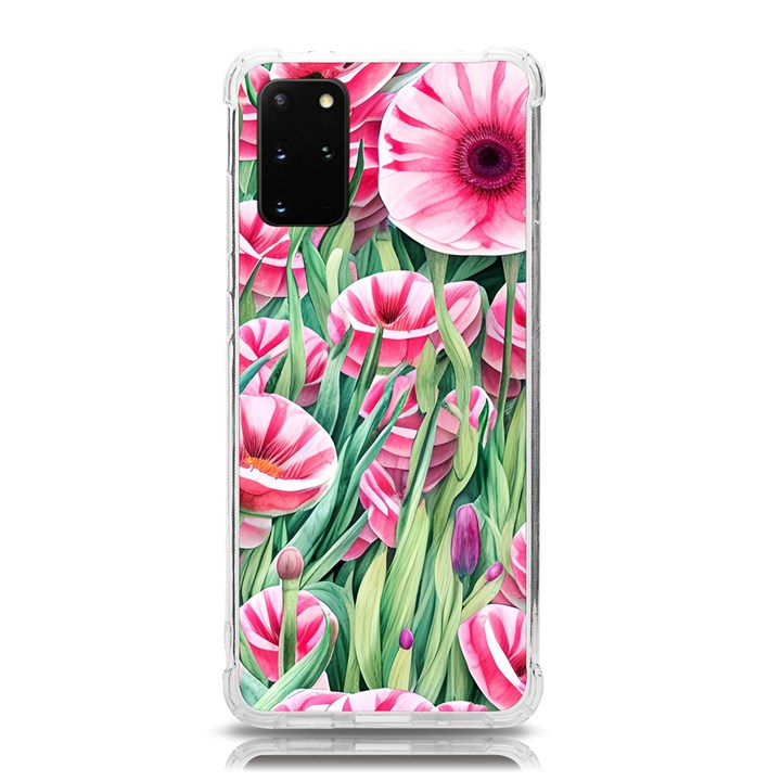 Cute watercolor flowers and foliage Samsung Galaxy S20Plus 6.7 Inch TPU UV Case