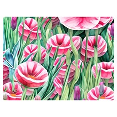 Cute Watercolor Flowers And Foliage One Side Premium Plush Fleece Blanket (extra Small)