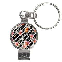 Celestial Watercolor Flowers Nail Clippers Key Chain