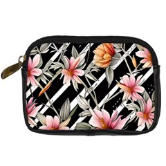 Celestial Watercolor Flowers Digital Camera Leather Case by GardenOfOphir