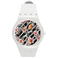 Celestial Watercolor Flowers Round Plastic Sport Watch (m) by GardenOfOphir