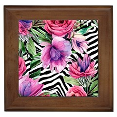 Classy And Chic Watercolor Flowers Framed Tile by GardenOfOphir