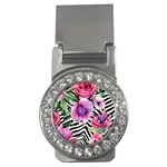 Classy and Chic Watercolor Flowers Money Clips (CZ)  Front