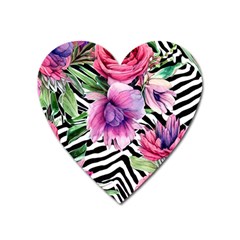 Classy And Chic Watercolor Flowers Heart Magnet by GardenOfOphir