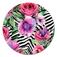 Classy And Chic Watercolor Flowers Magnet 5  (round) by GardenOfOphir