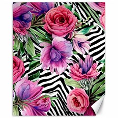 Classy And Chic Watercolor Flowers Canvas 11  X 14  by GardenOfOphir