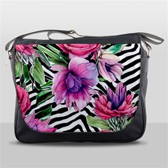 Classy And Chic Watercolor Flowers Messenger Bag by GardenOfOphir