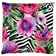 Classy And Chic Watercolor Flowers Large Cushion Case (two Sides) by GardenOfOphir