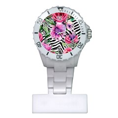 Classy And Chic Watercolor Flowers Plastic Nurses Watch by GardenOfOphir