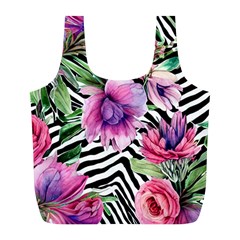 Classy And Chic Watercolor Flowers Full Print Recycle Bag (l) by GardenOfOphir