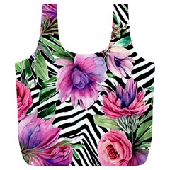 Classy And Chic Watercolor Flowers Full Print Recycle Bag (xl) by GardenOfOphir