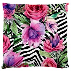 Classy And Chic Watercolor Flowers Standard Premium Plush Fleece Cushion Case (one Side) by GardenOfOphir