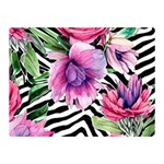 Classy and Chic Watercolor Flowers Premium Plush Fleece Blanket (Mini) 35 x27  Blanket Front