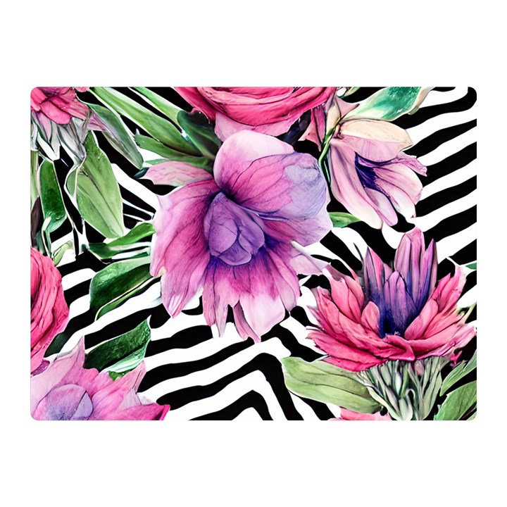 Classy and Chic Watercolor Flowers Premium Plush Fleece Blanket (Mini)