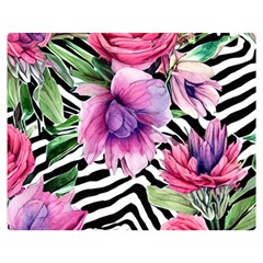 Classy And Chic Watercolor Flowers Premium Plush Fleece Blanket (medium) by GardenOfOphir