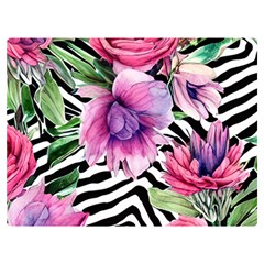 Classy And Chic Watercolor Flowers One Side Premium Plush Fleece Blanket (extra Small) by GardenOfOphir