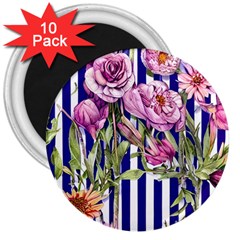 Classy And Chic Watercolor Flowers 3  Magnets (10 Pack)  by GardenOfOphir