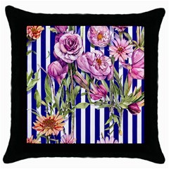 Classy And Chic Watercolor Flowers Throw Pillow Case (black) by GardenOfOphir