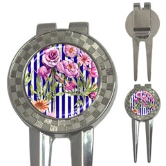 Classy And Chic Watercolor Flowers 3-in-1 Golf Divots by GardenOfOphir