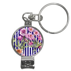 Classy And Chic Watercolor Flowers Nail Clippers Key Chain by GardenOfOphir