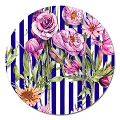 Classy And Chic Watercolor Flowers Magnet 5  (round) by GardenOfOphir