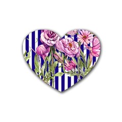 Classy And Chic Watercolor Flowers Rubber Coaster (heart) by GardenOfOphir