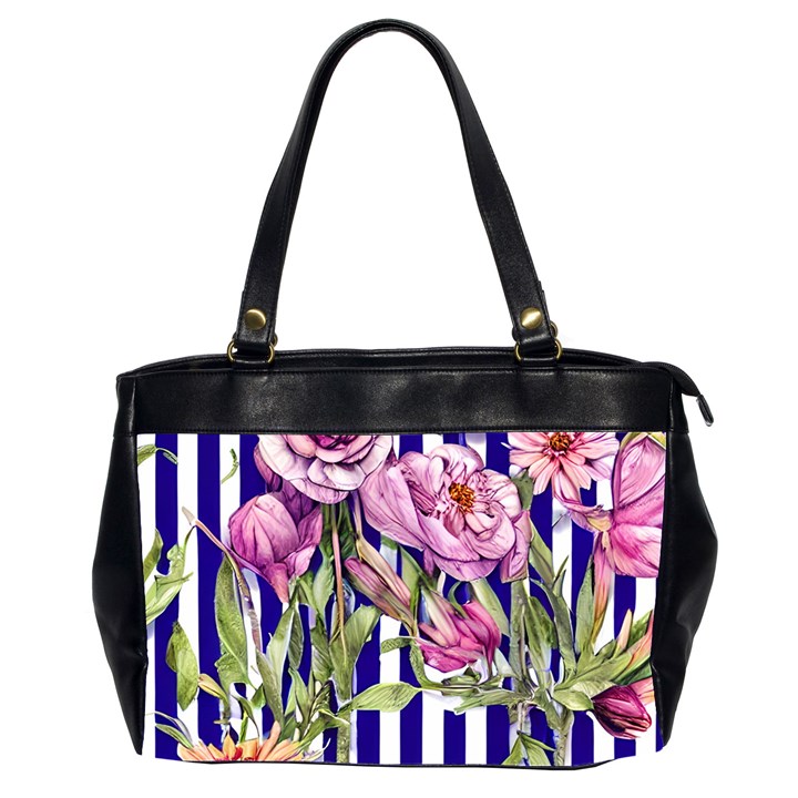 Classy and Chic Watercolor Flowers Oversize Office Handbag (2 Sides)