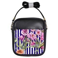 Classy And Chic Watercolor Flowers Girls Sling Bag by GardenOfOphir