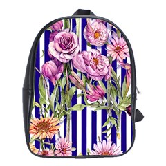 Classy And Chic Watercolor Flowers School Bag (xl) by GardenOfOphir