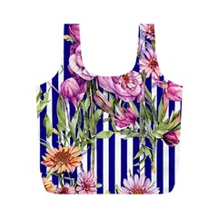 Classy And Chic Watercolor Flowers Full Print Recycle Bag (m) by GardenOfOphir