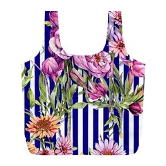 Classy And Chic Watercolor Flowers Full Print Recycle Bag (l) by GardenOfOphir