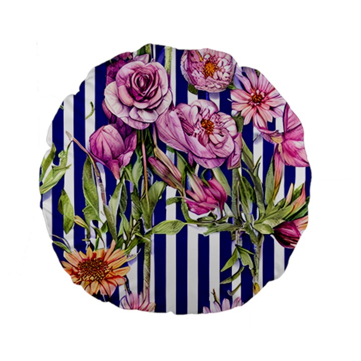 Classy and Chic Watercolor Flowers Standard 15  Premium Flano Round Cushions