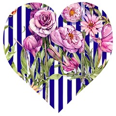 Classy And Chic Watercolor Flowers Wooden Puzzle Heart by GardenOfOphir