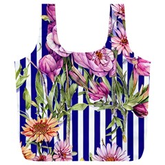 Classy And Chic Watercolor Flowers Full Print Recycle Bag (xxl) by GardenOfOphir