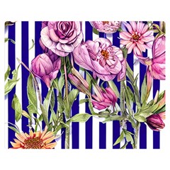 Classy And Chic Watercolor Flowers One Side Premium Plush Fleece Blanket (medium) by GardenOfOphir