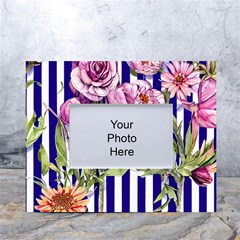 Classy And Chic Watercolor Flowers White Tabletop Photo Frame 4 x6  by GardenOfOphir