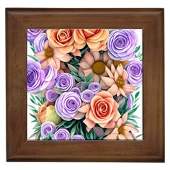 Cheerful And Captivating Watercolor Flowers Framed Tile by GardenOfOphir