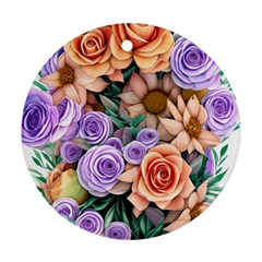 Cheerful And Captivating Watercolor Flowers Ornament (round) by GardenOfOphir