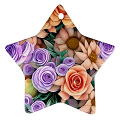 Cheerful And Captivating Watercolor Flowers Ornament (star) by GardenOfOphir