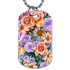 Cheerful And Captivating Watercolor Flowers Dog Tag (two Sides) by GardenOfOphir