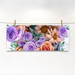 Cheerful And Captivating Watercolor Flowers Hand Towel by GardenOfOphir